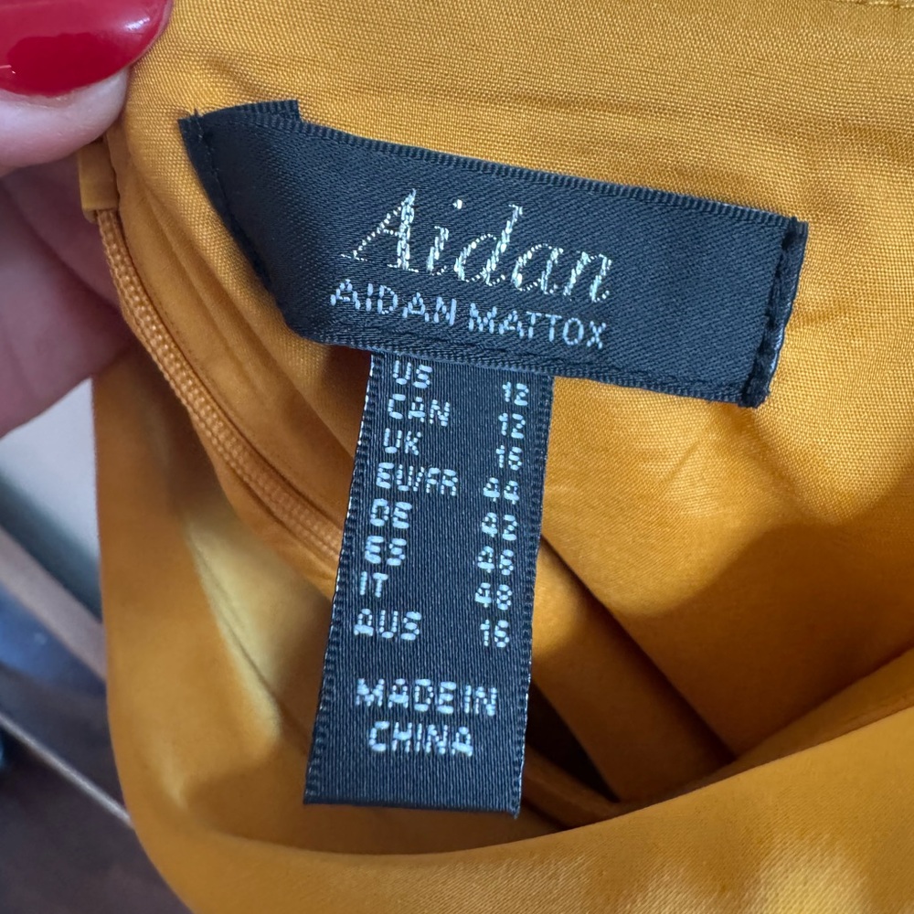 AIDAN MATTOX Yellow Satin Cowl Neck High Low Dress Size 12 - Picture 4 of 7